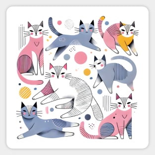Abstract Geometric Cats Magnet